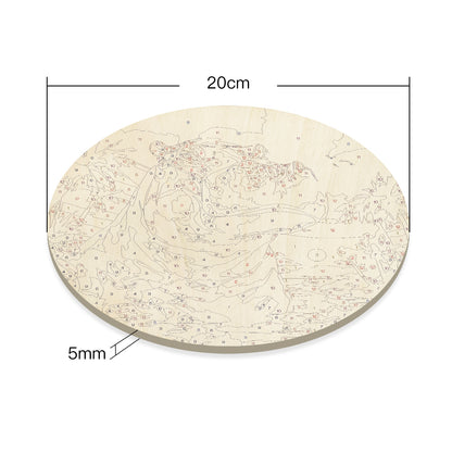 A powerful hippopotamus. Paint by numbers on Wood Slice.20cm.