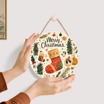 Christmas Stocking DIY. Paint by numbers on Wood Slice. 20cm.