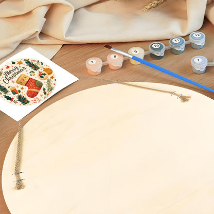 Christmas Stocking DIY. Paint by numbers on Wood Slice. 20cm.