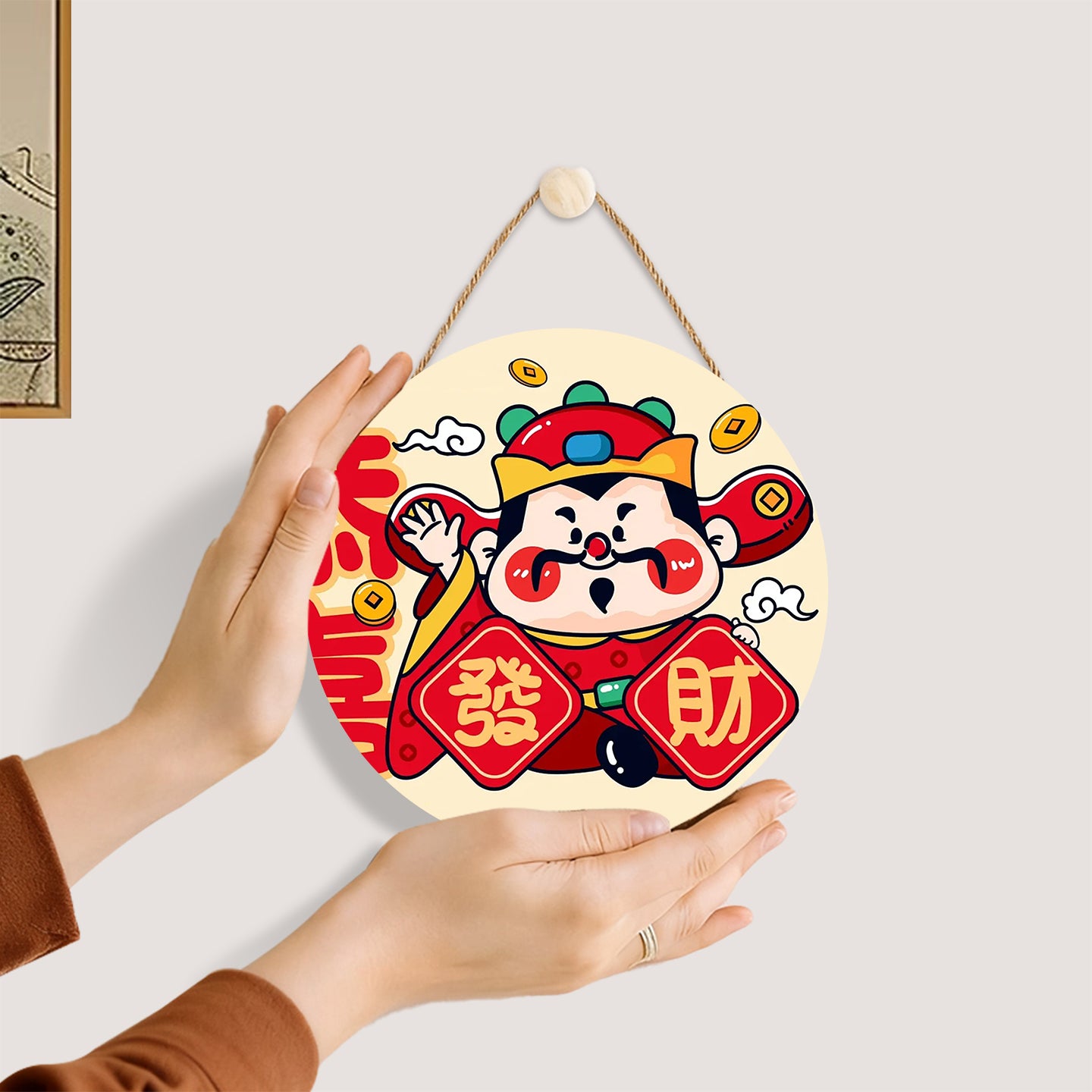 Drawings with the theme of wealth DIY. Paint by numbers on Wood Slice.20cm