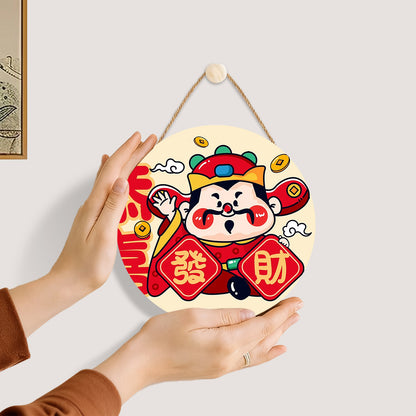 Drawings with the theme of wealth DIY. Paint by numbers on Wood Slice.20cm