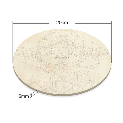 Caishen with Gold Ingots DIY. Paint by numbers on Wood Slice.20cm