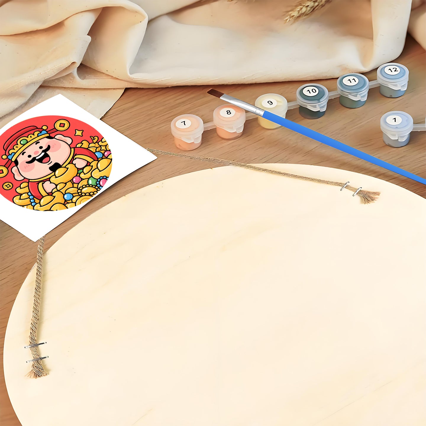 Gold Ingots Wealth. DIY. Paint by numbers on Wood Slice.20cm