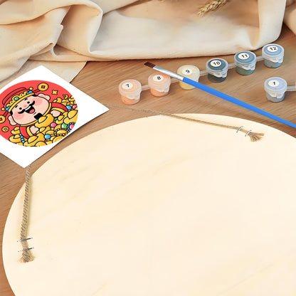 Gold Ingots Wealth. DIY. Paint by numbers on Wood Slice.20cm