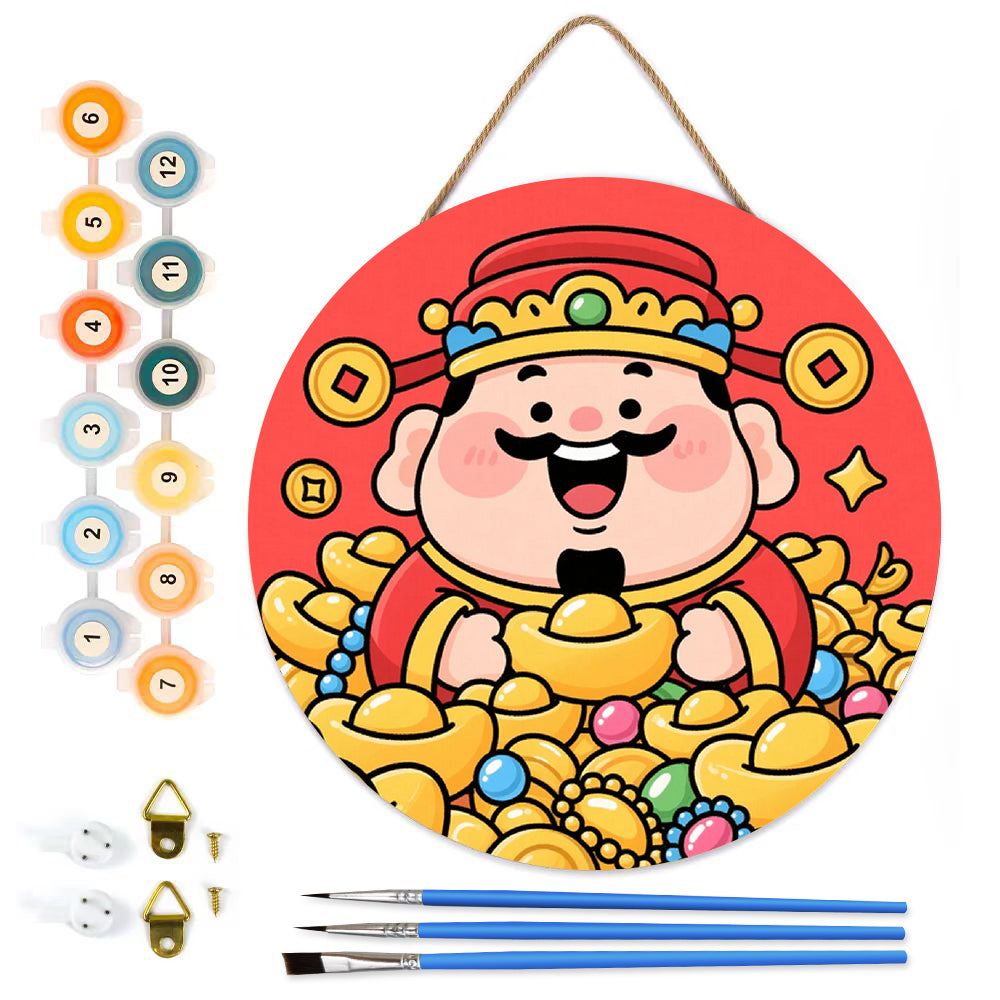 Gold Ingots Wealth. DIY. Paint by numbers on Wood Slice.20cm