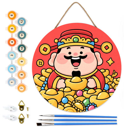 Gold Ingots Wealth. DIY. Paint by numbers on Wood Slice.20cm