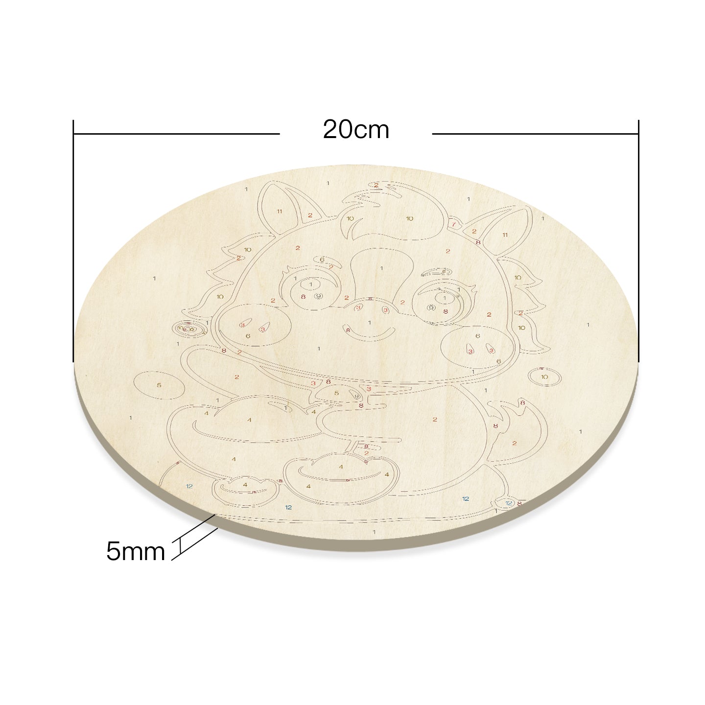 Cute Unicorn Calf. DIY. Paint by numbers on Wood Slice.20cm