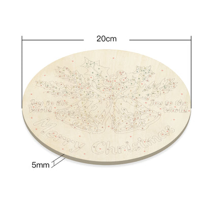 Red Christmas Bells. Paint by numbers on Wood Slice. 20cm.