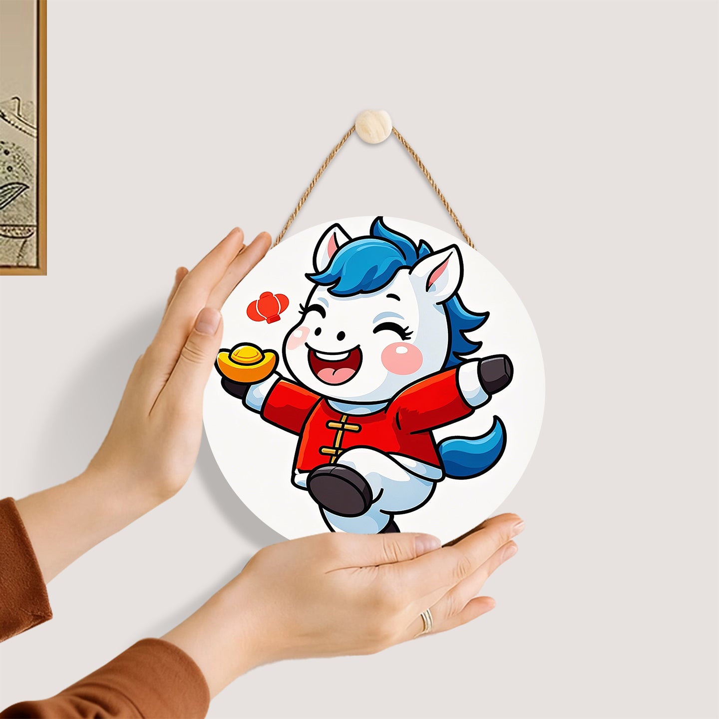 Year of the Horse. DIY. Paint by numbers on Wood Slice.20cm