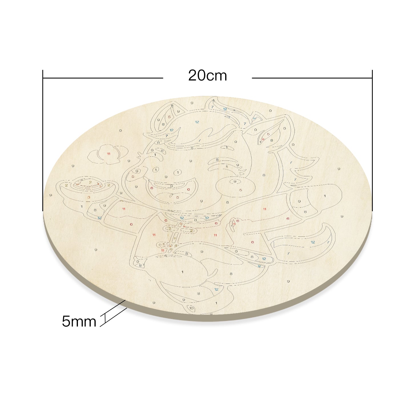 Year of the Horse. DIY. Paint by numbers on Wood Slice.20cm