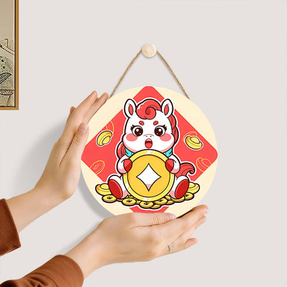 Pink Anime Dragon. Paint by numbers on Wood Slice.20cm