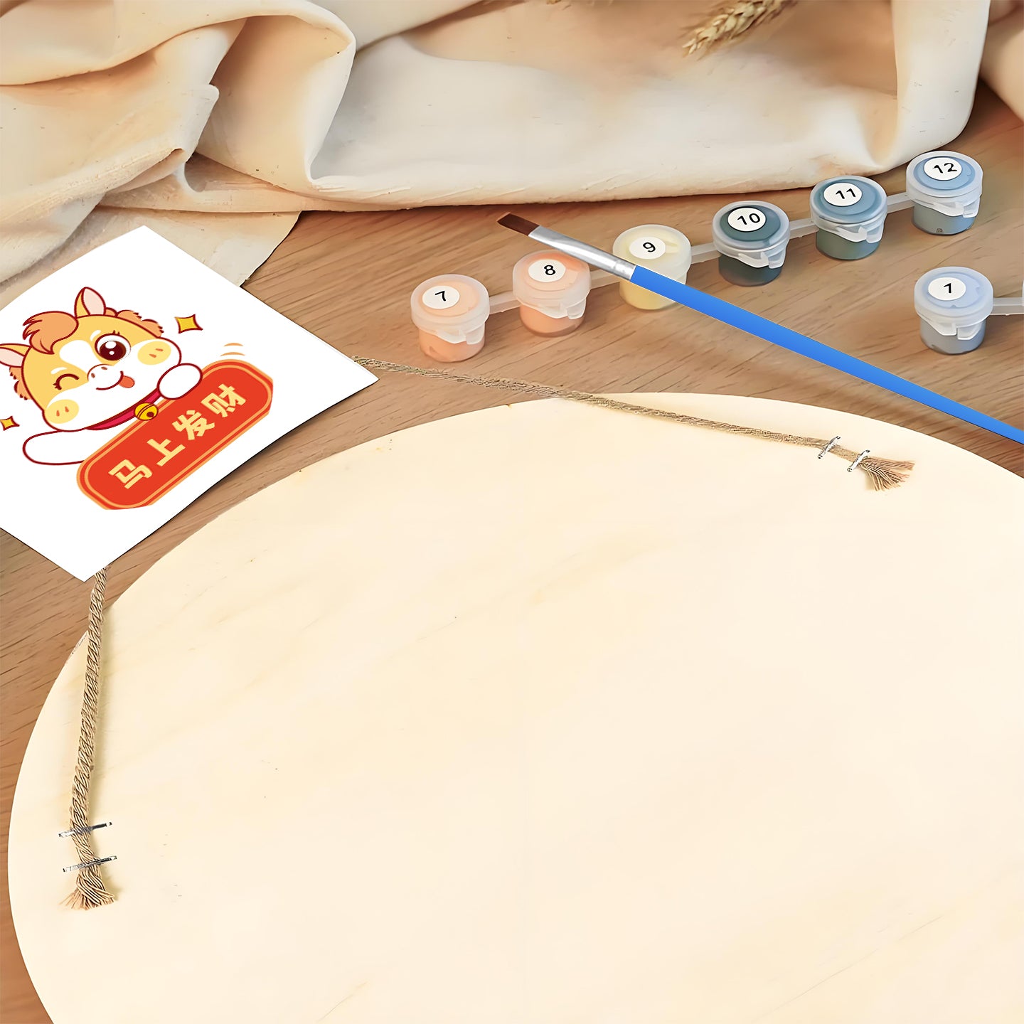 Chinese New Year. DIY. Paint by numbers on Wood Slice.20cm