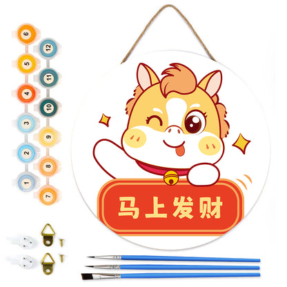 Chinese New Year. DIY. Paint by numbers on Wood Slice.20cm