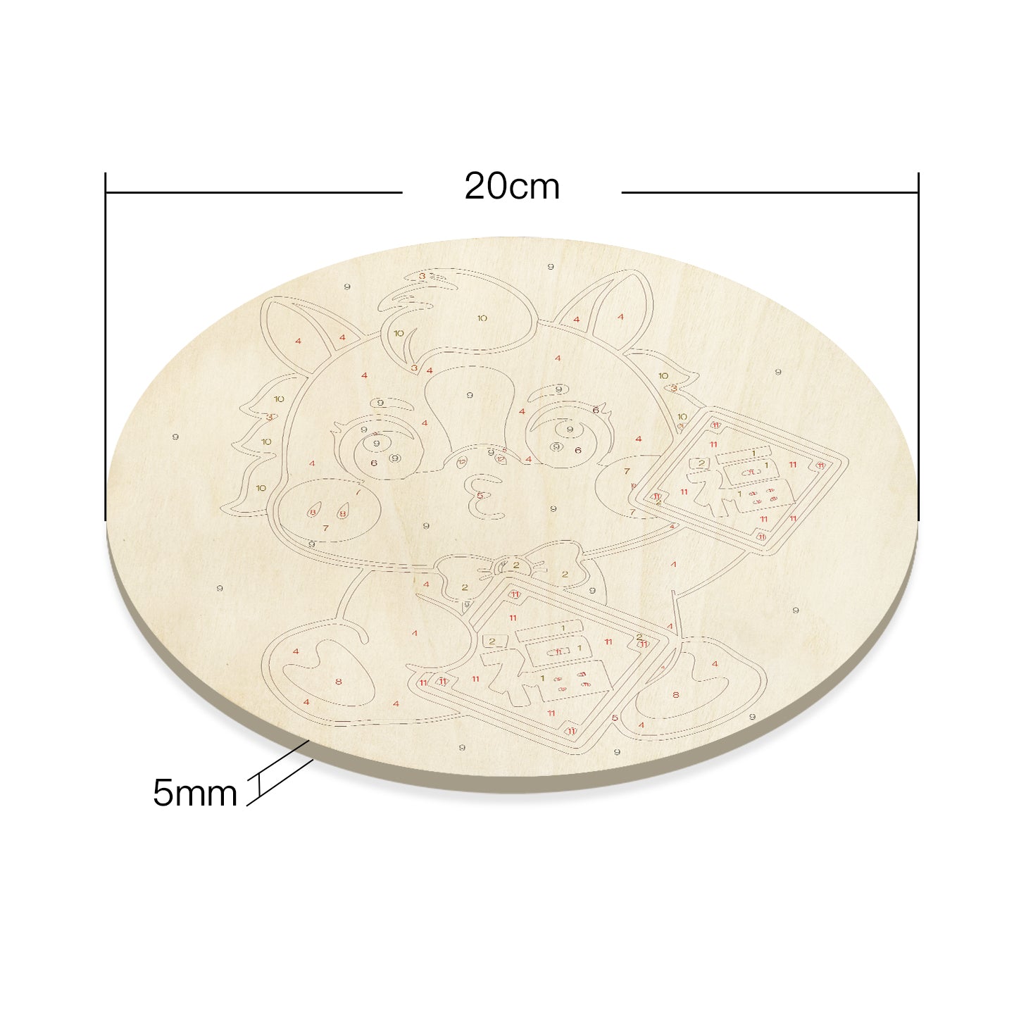 Fu Character Blessing. Paint by numbers on Wood Slice.20cm.