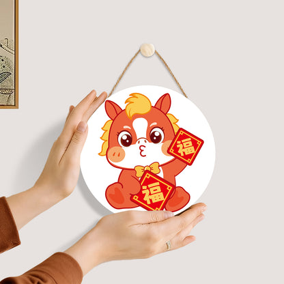 Fu Character Blessing. Paint by numbers on Wood Slice.20cm.