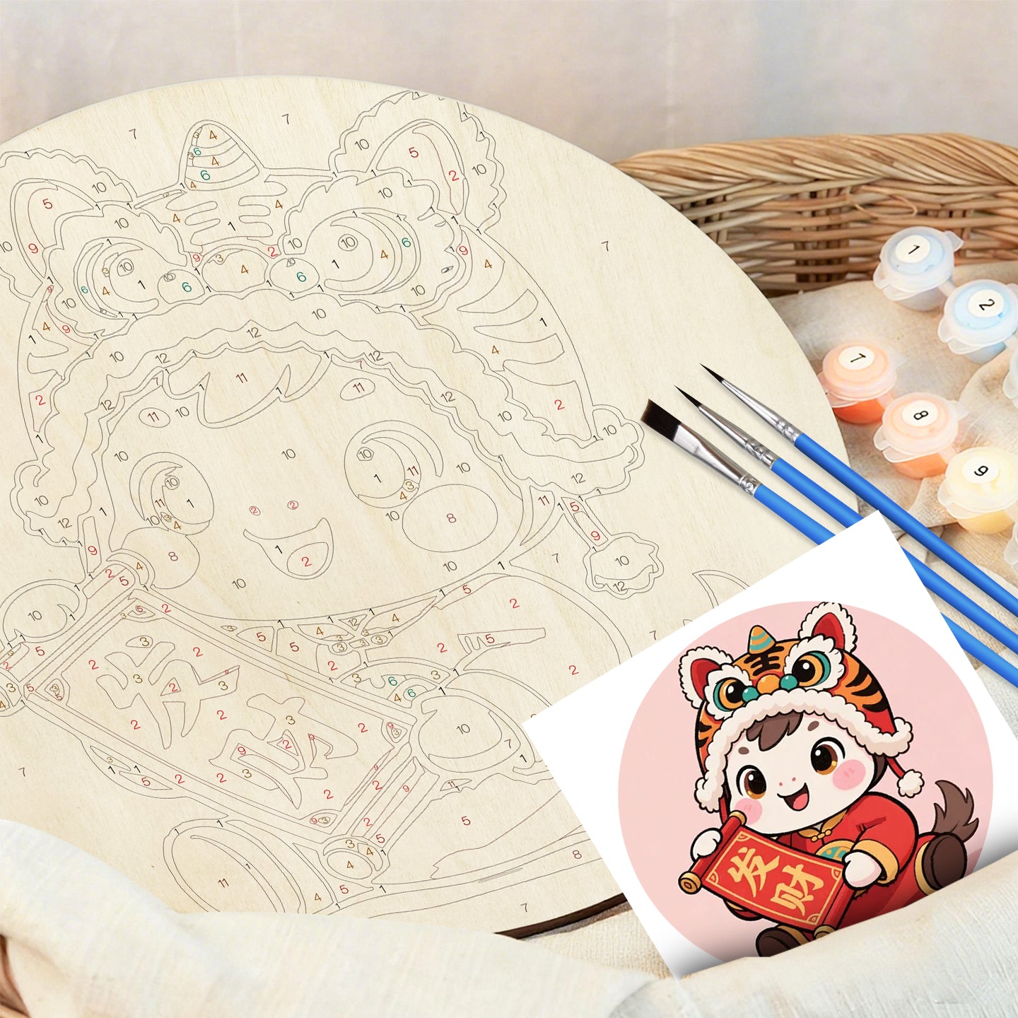 Lucky Girl New DIY. Paint by numbers on Wood Slice.20cm