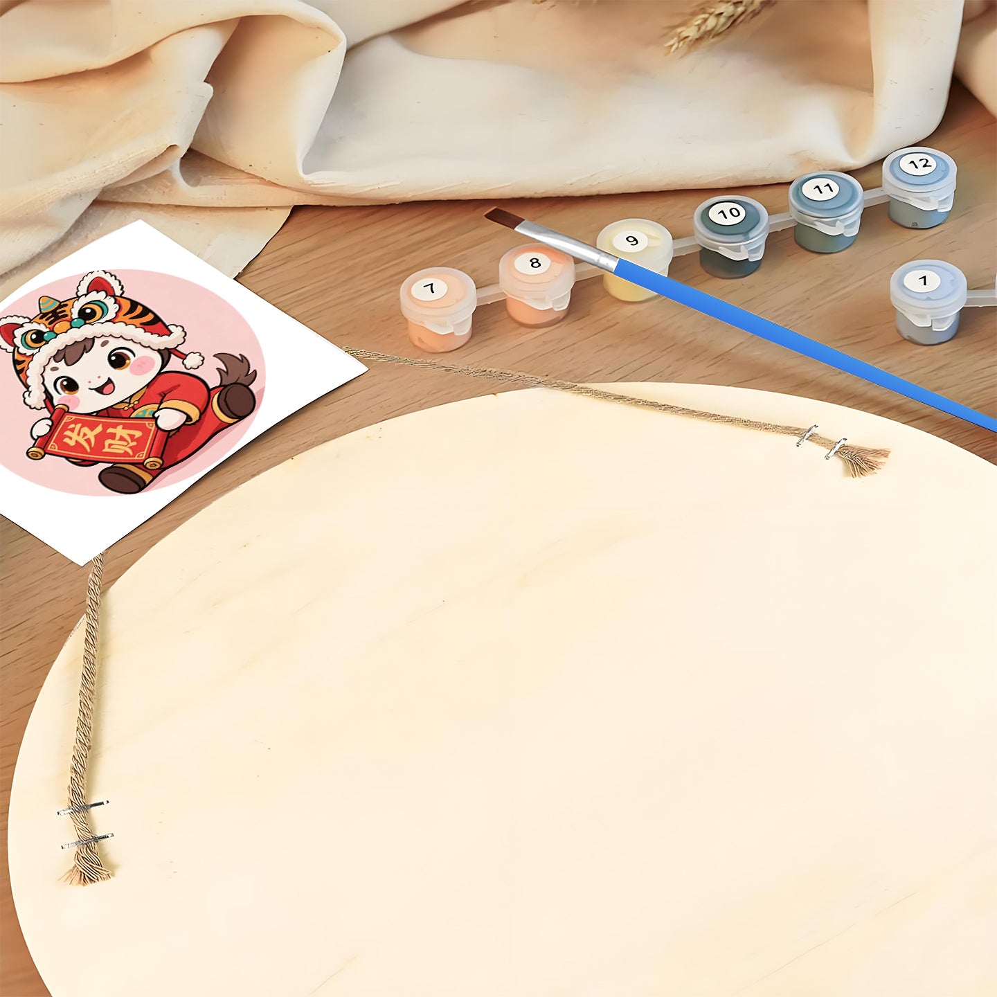 Lucky Girl New DIY. Paint by numbers on Wood Slice.20cm