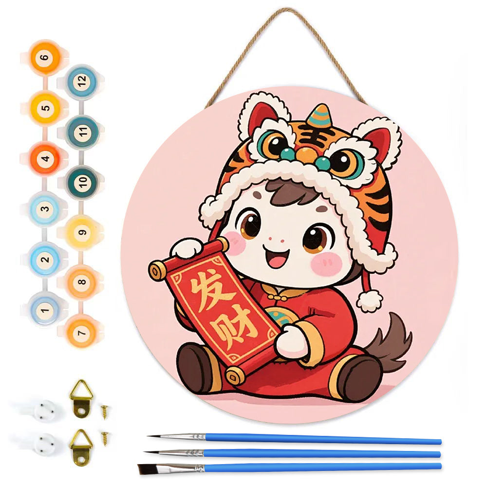 Lucky Girl New DIY. Paint by numbers on Wood Slice.20cm