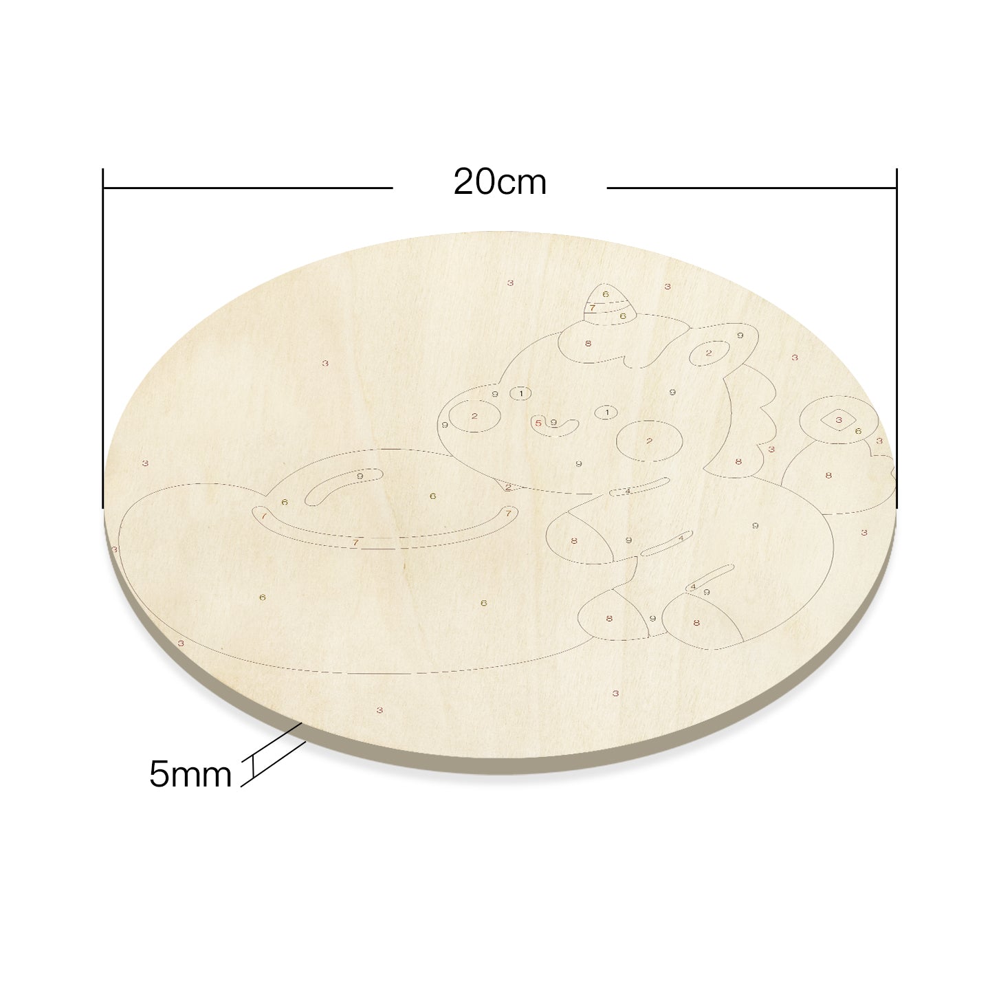 Lucky Pony and Fortune DIY. Paint by numbers on Wood Slice.20cm.