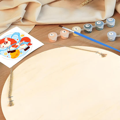 Rainbow Pony DIY. Paint by numbers on Wood Slice.20cm