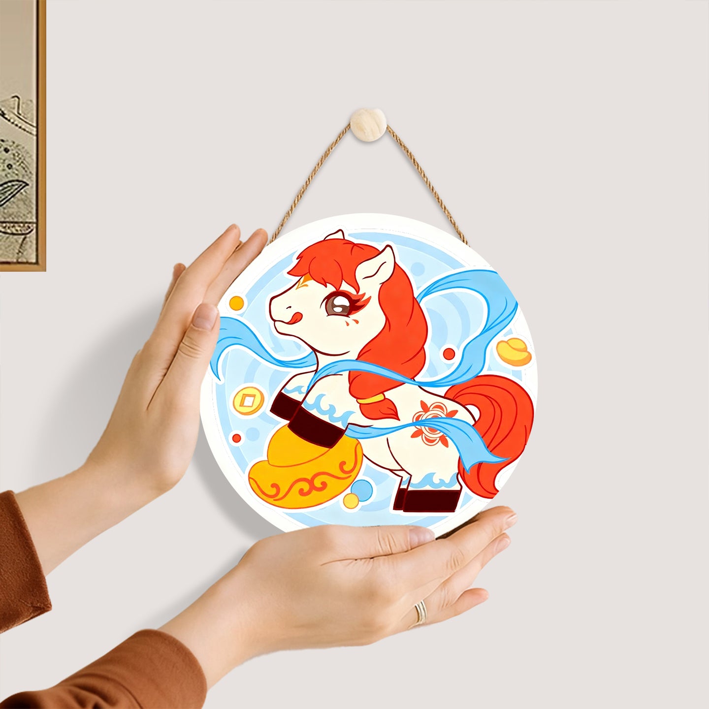 Rainbow Pony DIY. Paint by numbers on Wood Slice.20cm