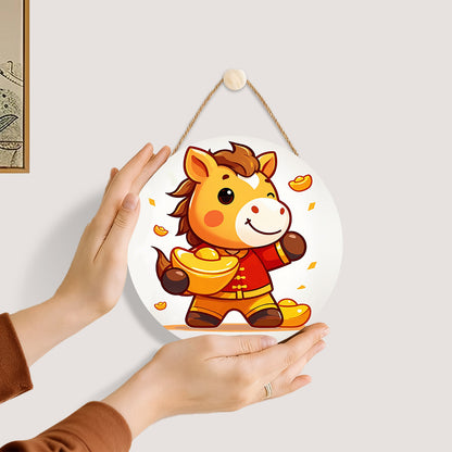 Golden Pony DIY. Paint by numbers on Wood Slice.20cm