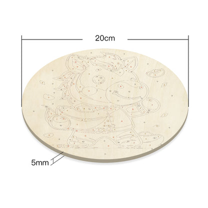 Golden Pony DIY. Paint by numbers on Wood Slice.20cm