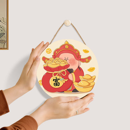 Lucky little chubby boy. Paint by numbers on Wood Slice.20cm