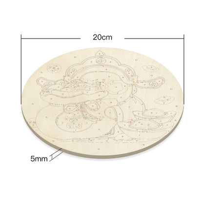 Lucky little chubby boy. Paint by numbers on Wood Slice.20cm