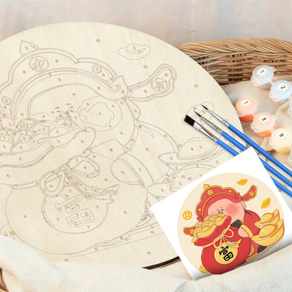 Lucky little chubby boy. Paint by numbers on Wood Slice.20cm