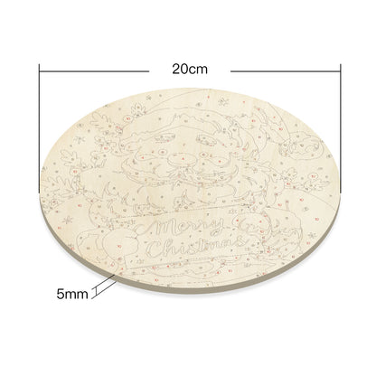 Red Santa Claus DIY. Paint by numbers on Wood Slice. 20cm.