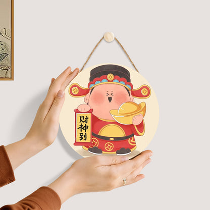 Caishen Arrival DIY. Paint by numbers on Wood Slice. 20cm