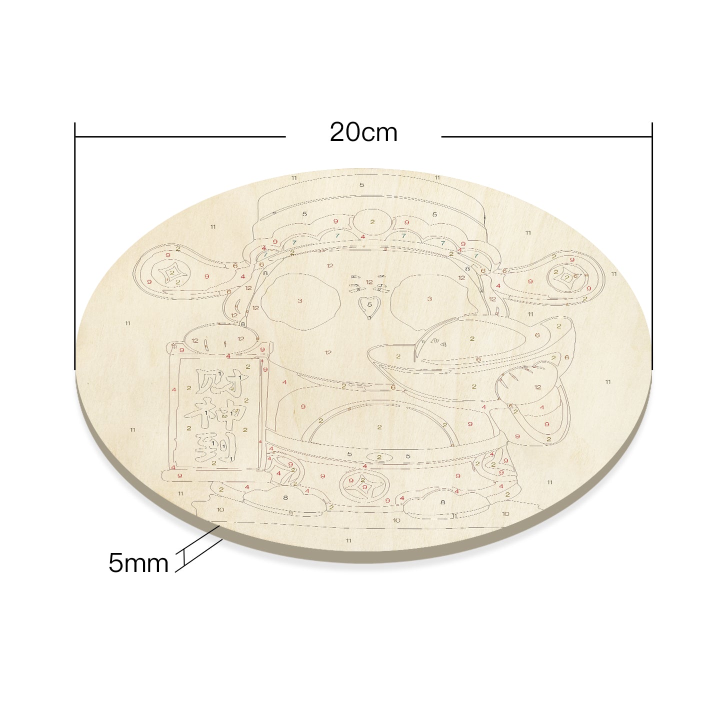 Caishen Arrival DIY. Paint by numbers on Wood Slice. 20cm