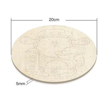 Caishen Arrival DIY. Paint by numbers on Wood Slice. 20cm