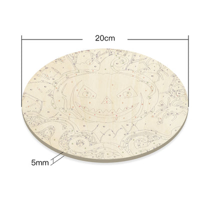 Halloween Jack O'Lantern DIY. Paint by numbers on Wood Slice. 20cm.