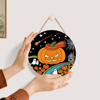 Halloween Jack O'Lantern DIY. Paint by numbers on Wood Slice.20cm.