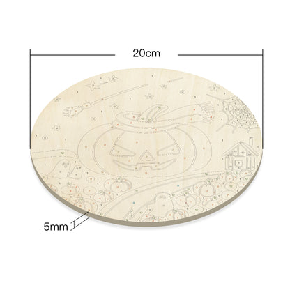 Halloween Jack O'Lantern DIY. Paint by numbers on Wood Slice.20cm.