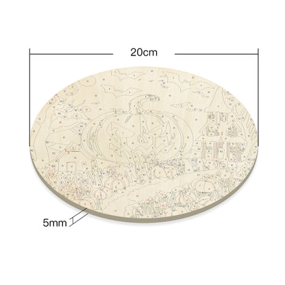 Green Pumpkin Man DIY. Paint by numbers on Wood Slice 20cm.