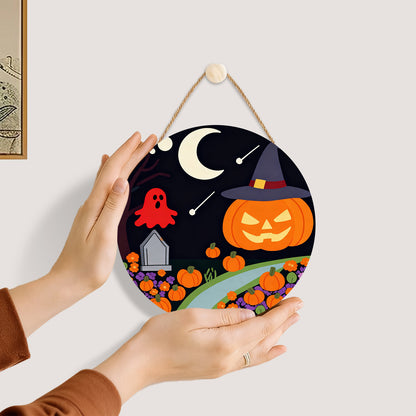 Halloween DIY. Paint by numbers on Wood Slice. 20cm.