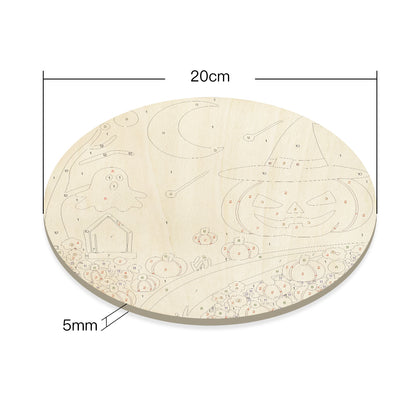 Halloween DIY. Paint by numbers on Wood Slice. 20cm.