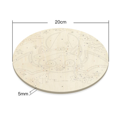 Halloween elves DIY. Paint by numbers on Wood Slice. 20cm.