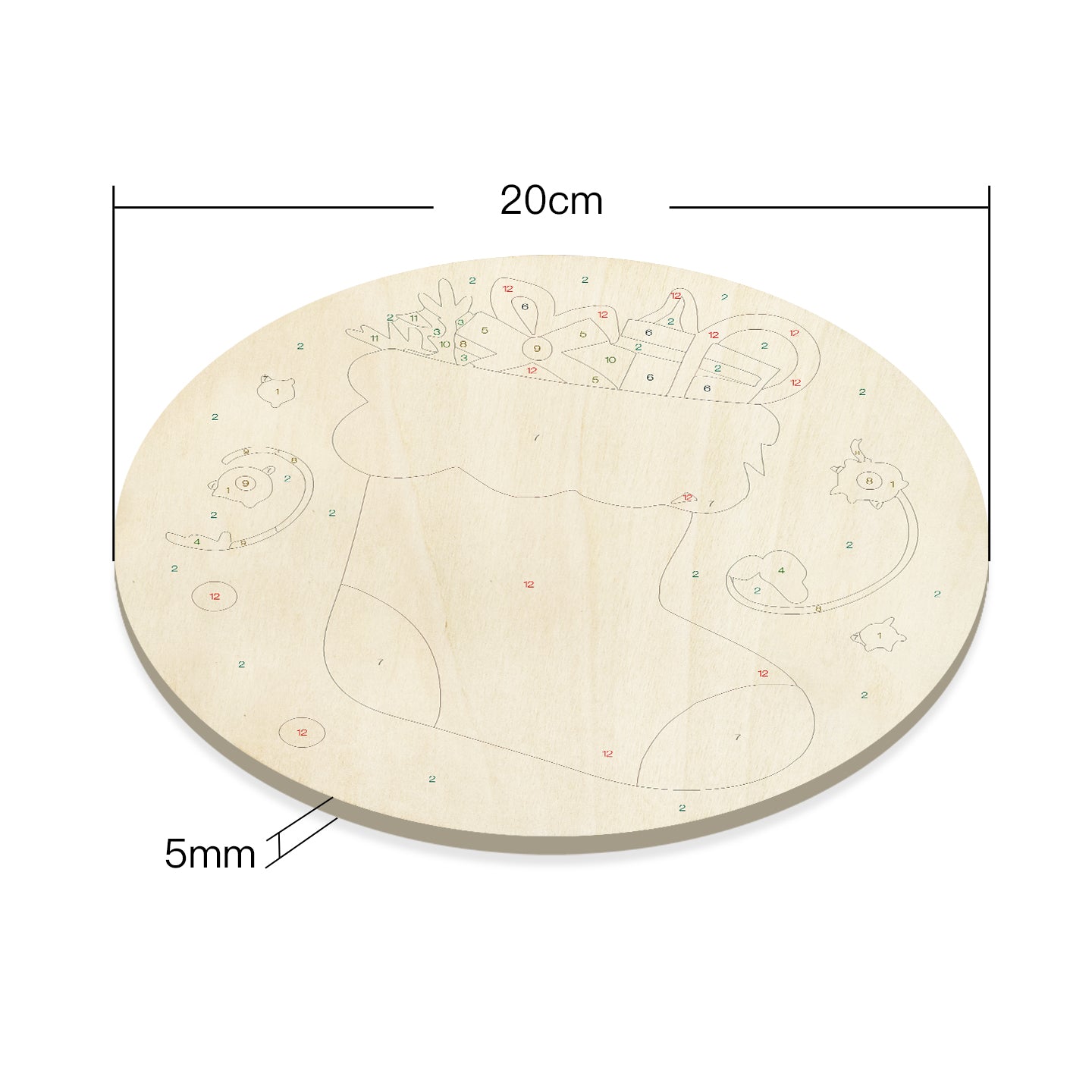 Santa's Boots DIY Paint by Numbers Kit - Round Wooden Board 20cm（副本）