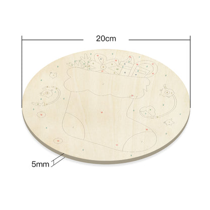 Santa's Boots DIY Paint by Numbers Kit - Round Wooden Board 20cm（副本）