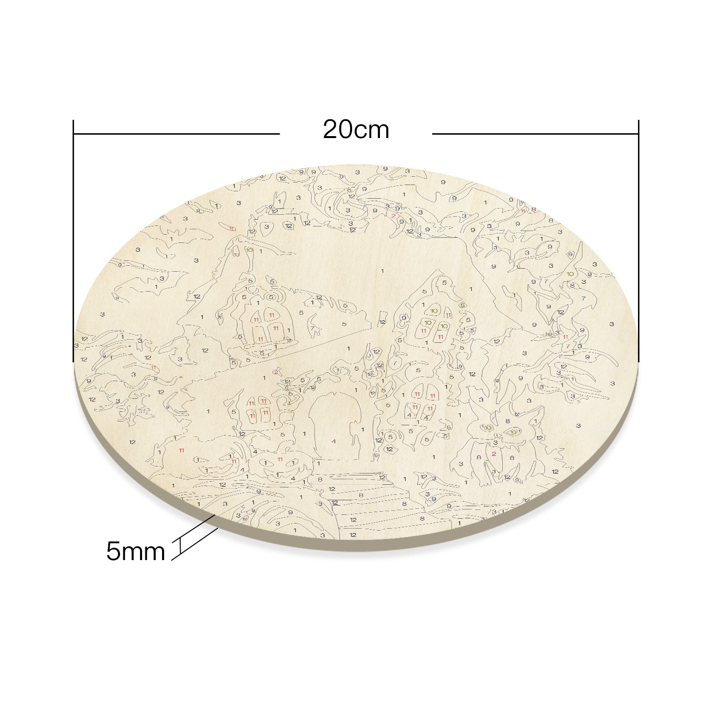 Halloween Castle DIY. Paint by numbers on Wood Slice.20cm.