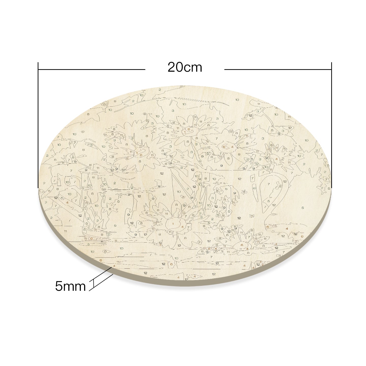 Daisies in a teapotDIY.Paint by numbers on Wood Slice.20cm