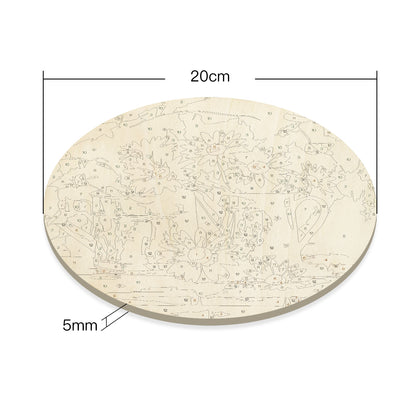 Daisies in a teapotDIY.Paint by numbers on Wood Slice.20cm