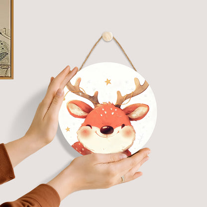 Cute Christmas Reindeer DIY. Paint by numbers on Wood Slice. 20cm.