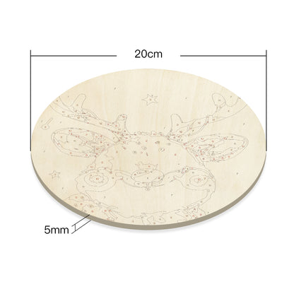 Cute Christmas Reindeer DIY. Paint by numbers on Wood Slice. 20cm.