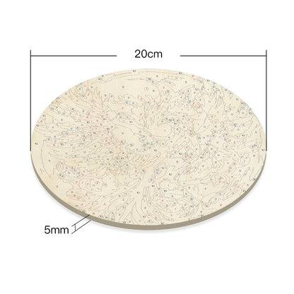 Colorful Phoenix DIY. Paint by numbers on Wood Slice. 20cm