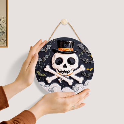 Halloween skulls DIY. Paint by numbers on Wood Slice. 20cm.